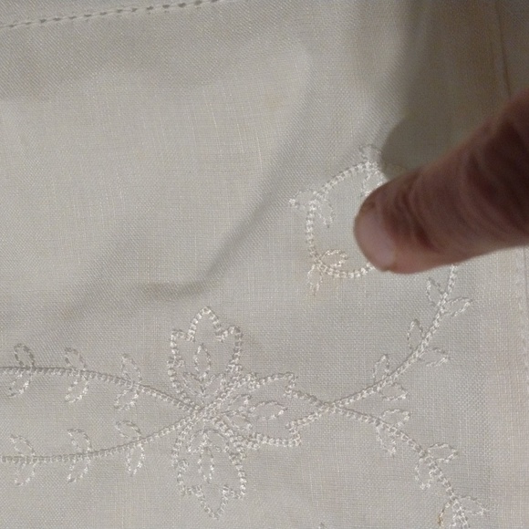 Jones Wear Skirt Linen Lined Floral Embroidered Ruffled Shabby Chic Lagenlook - Picture 6 of 9